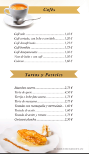 carta-cafeteria - Meson la Mota